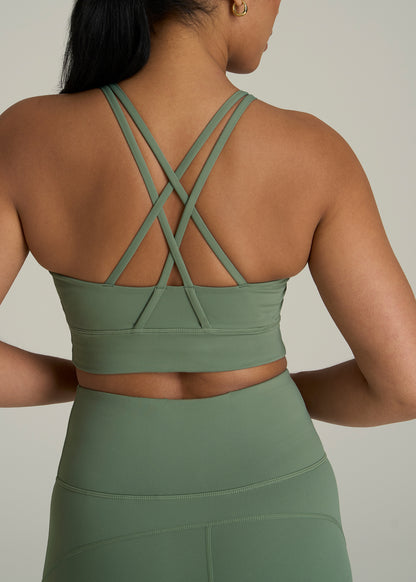Women's Balance Crisscross Sports Bra for Tall Women in Dark Seagrass
