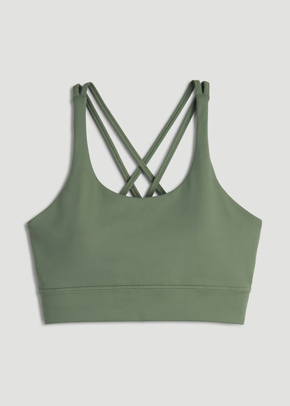 Women's Balance Crisscross Sports Bra for Tall Women in Dark Seagrass