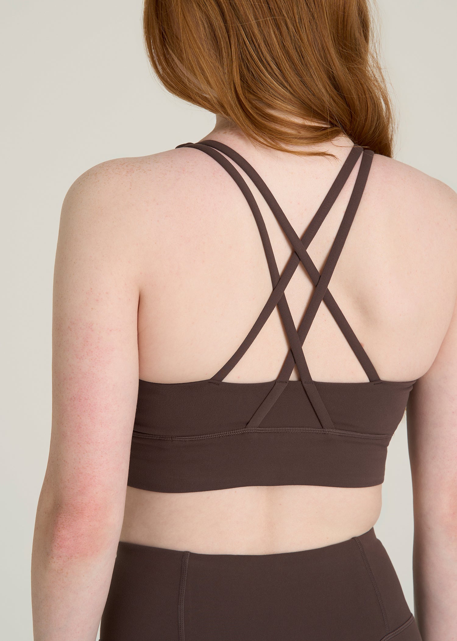 Balance Crisscross Sports Bra for Tall Women in Espresso