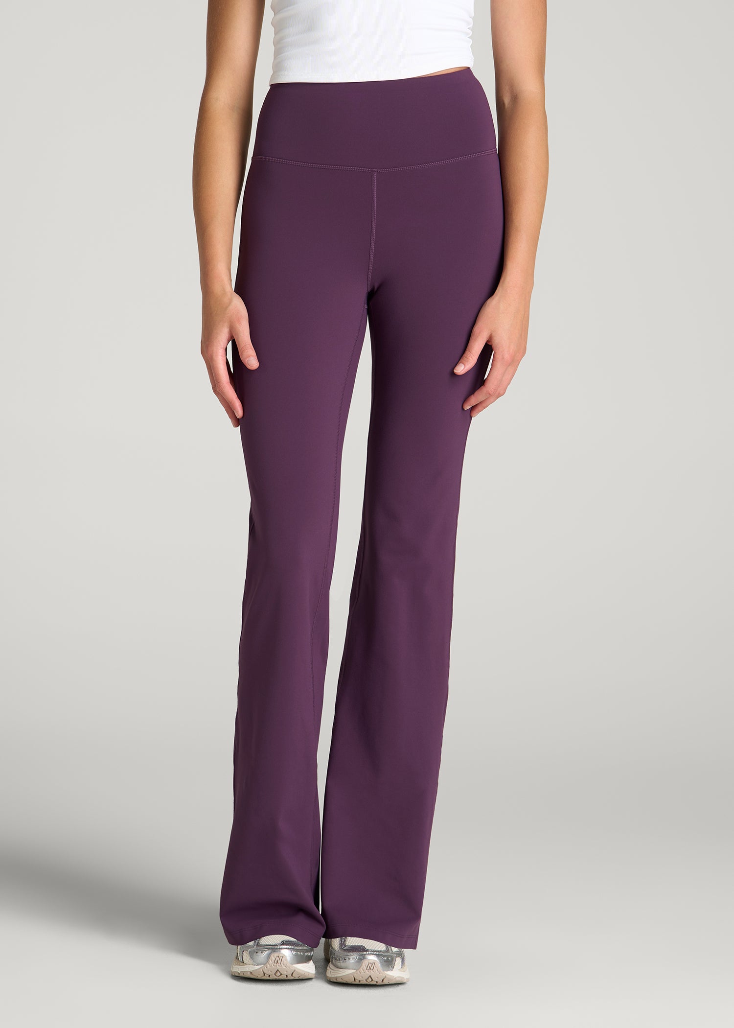 Balance Flare Yoga Pants for Tall Women in Aubergine