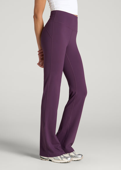 Balance Flare Yoga Pants for Tall Women in Aubergine