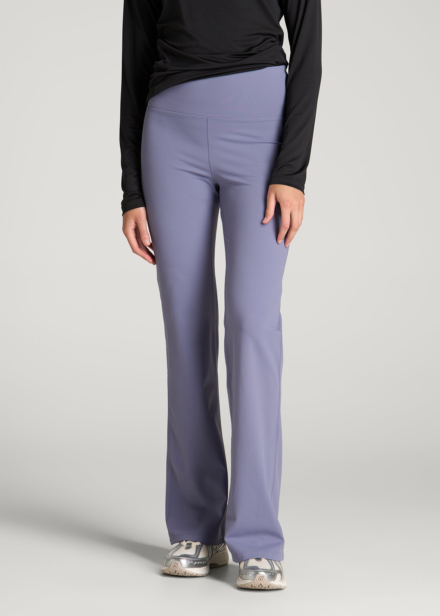 Balance Flare Yoga Pants for Tall Women in Blue Granite