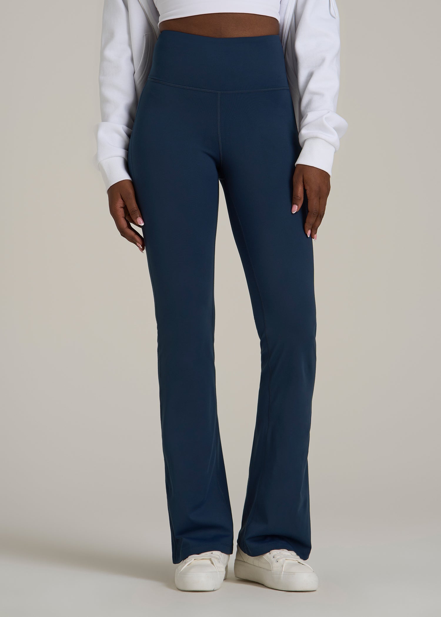 Balance Flare Yoga Pants for Tall Women in Navy Blue