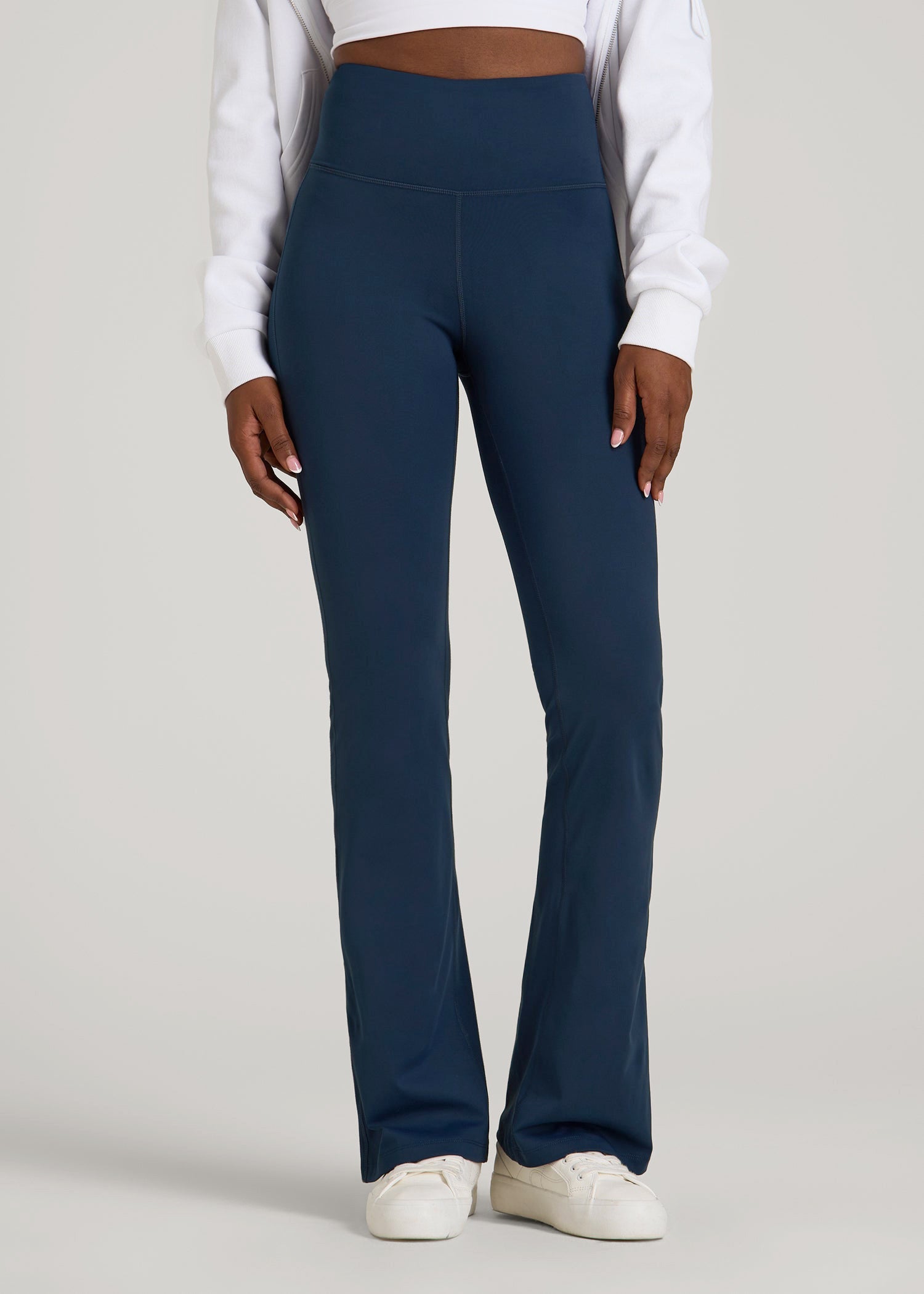 Balance Flare Yoga Pants for Tall Women in Navy Blue