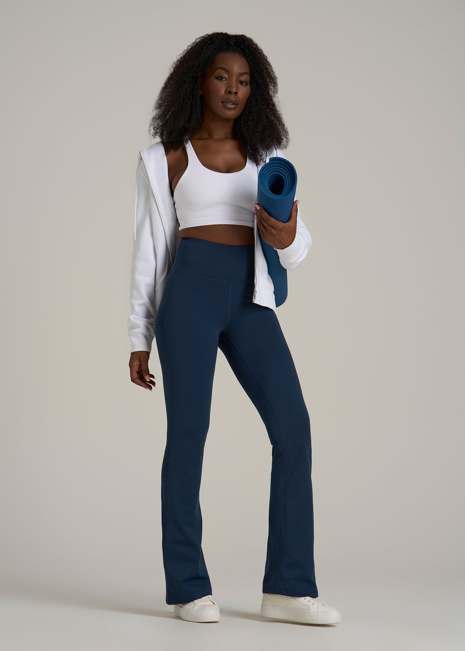 Balance Flare Yoga Pants for Tall Women in Navy Blue
