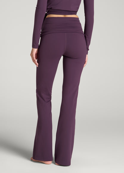 Balance Fold-over Flare Legging for Tall Women in Aubergine