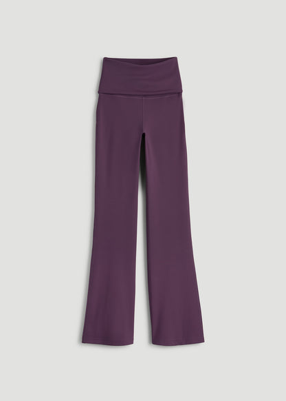 Balance Fold-over Flare Legging for Tall Women in Aubergine