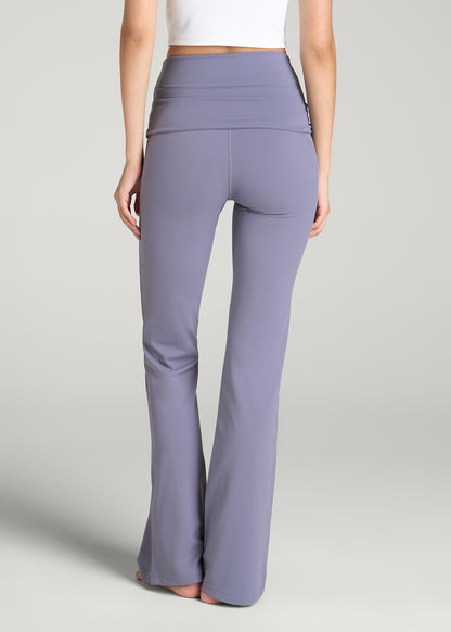 Balance Fold-over Flare Legging for Tall Women in Blue Granite