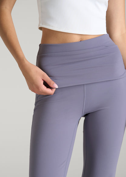 Balance Fold-over Flare Legging for Tall Women in Blue Granite
