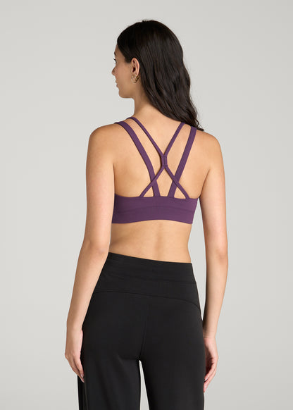 Balance Multi-Strap Sports Bra for Tall Women in Aubergine