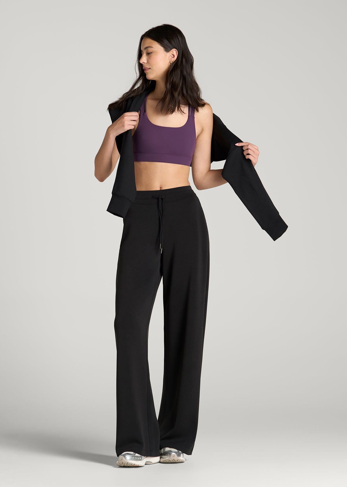 Balance Multi-Strap Sports Bra for Tall Women in Aubergine