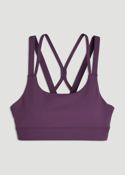 Balance Multi-Strap Sports Bra for Tall Women in Aubergine