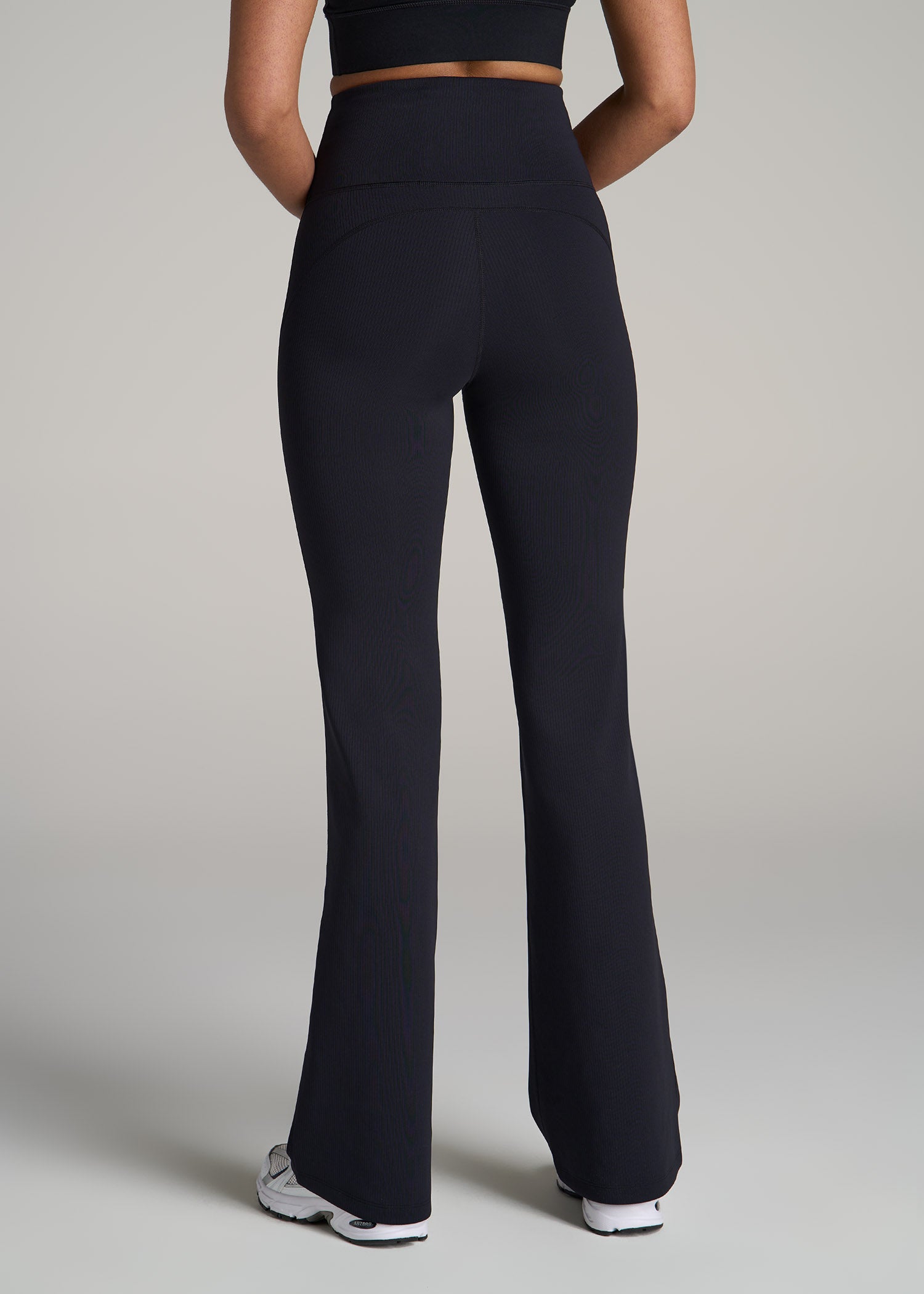 Balance Flare Yoga Pants for Tall Women in Ribbed Black