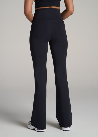 Balance Flare Yoga Pants for Tall Women in Ribbed Black