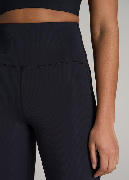 Balance Flare Yoga Pants for Tall Women in Ribbed Black