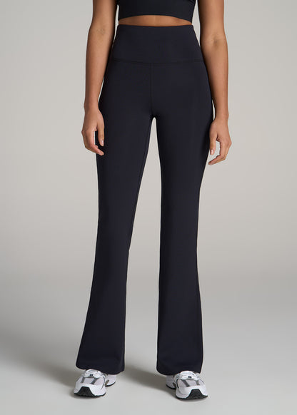 Balance Flare Yoga Pants for Tall Women in Ribbed Black