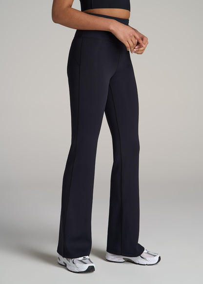 Balance Flare Yoga Pants for Tall Women in Ribbed Black