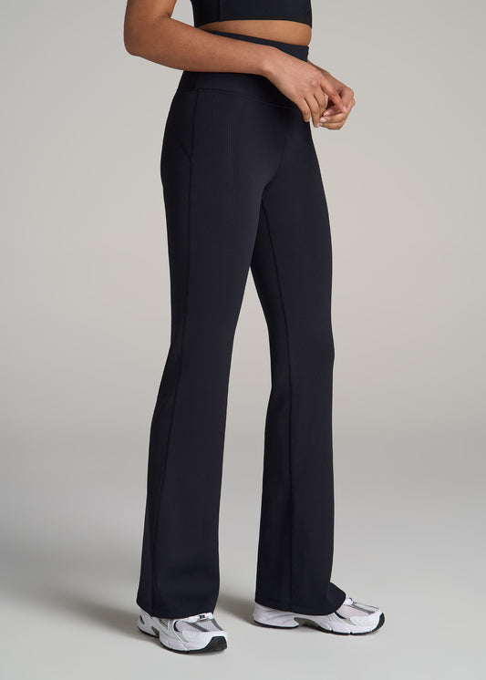 AT Balance Open-Bottom Women's Tall Yoga Pants in Ribbed Black