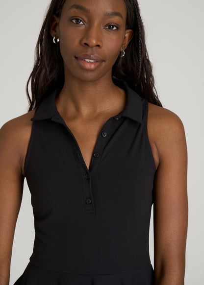 Balance Racerback Sleeveless Polo Dress for Tall Women in Black XS / Tall / Black