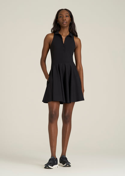 Balance Racerback Sleeveless Polo Dress for Tall Women in Black