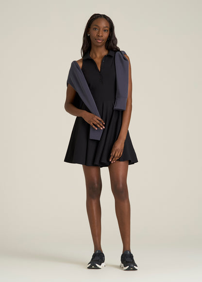 Balance Racerback Sleeveless Polo Dress for Tall Women in Black