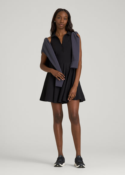 black polo dress Balance Racerback Sleeveless Polo Dress for Tall Women in Black XS / Tall / Black