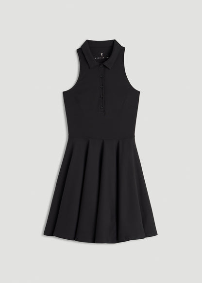 Balance Racerback Sleeveless Polo Dress for Tall Women in Black