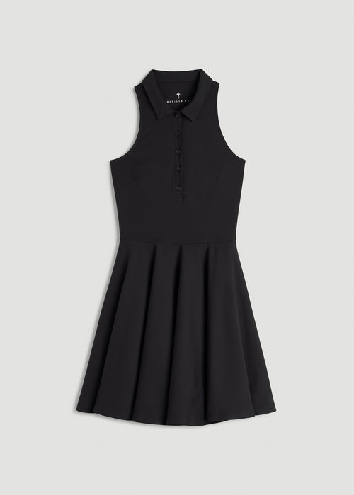 Balance Racerback Sleeveless Polo Dress for Tall Women in Black