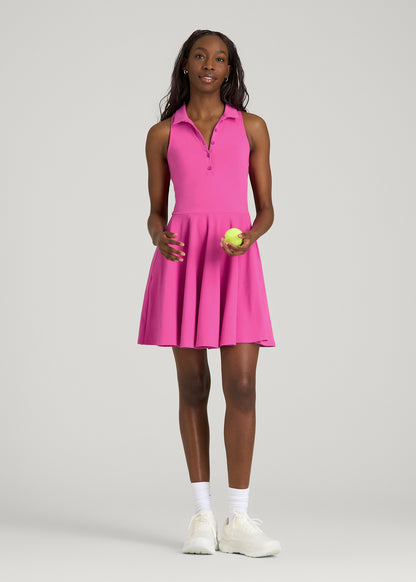 Balance Racerback Sleeveless Polo Dress for Tall Women in Magenta