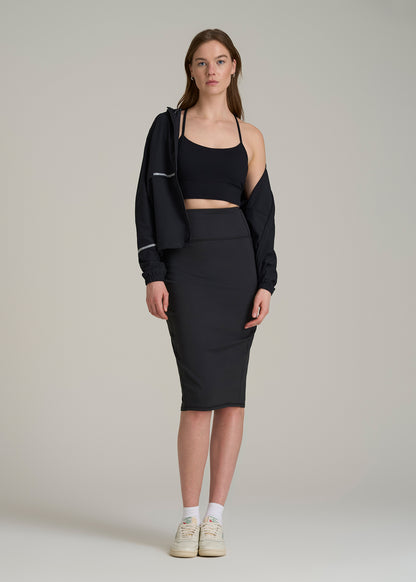 Balance Slim Fit High Rise Skirt for Tall Women in Black