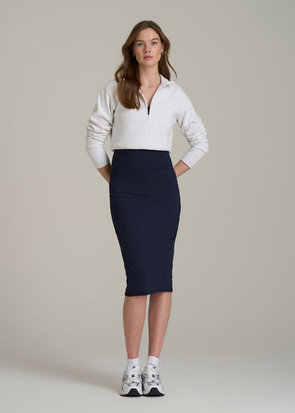 Balance Slim Fit High Rise Skirt for Tall Women in Evening Blue