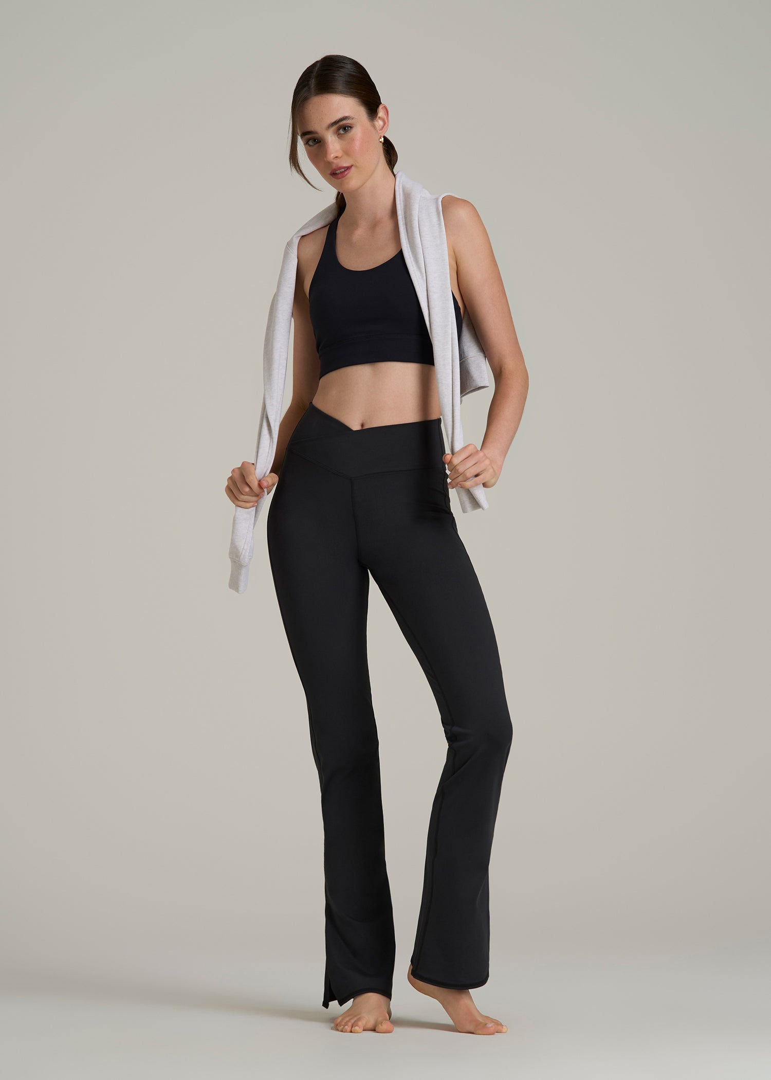 Balance Split Flare Pants for Tall Women in Black