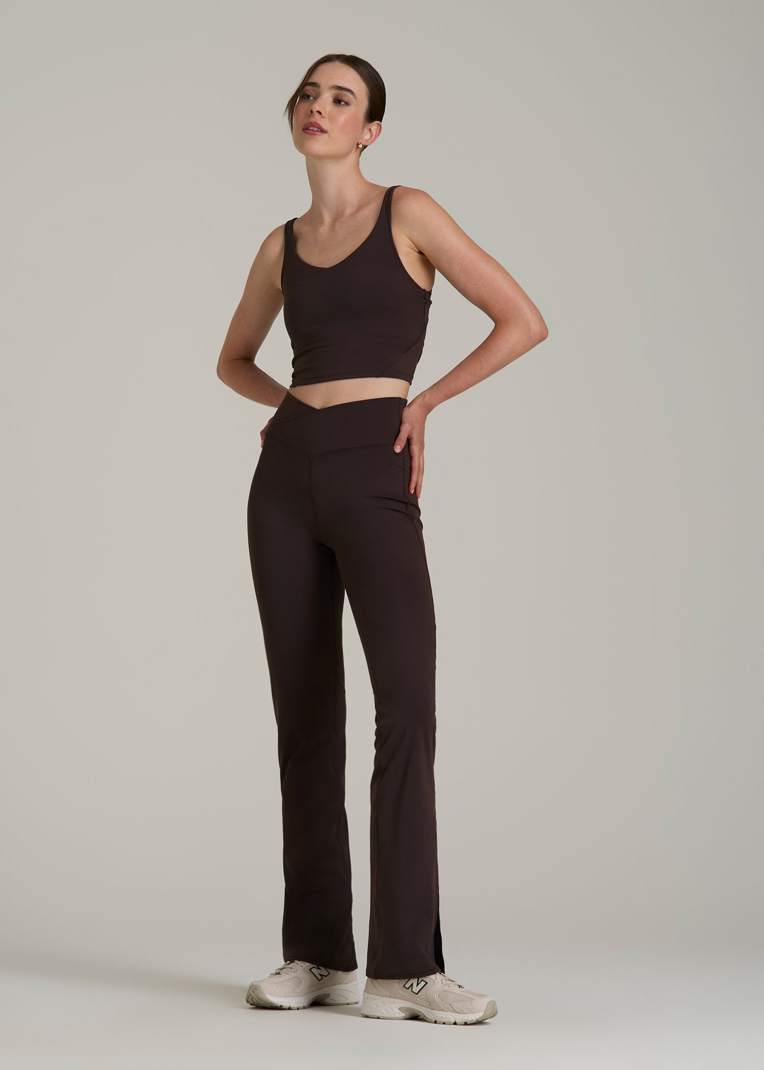 Balance Split Flare Pants for Tall Women in Espresso