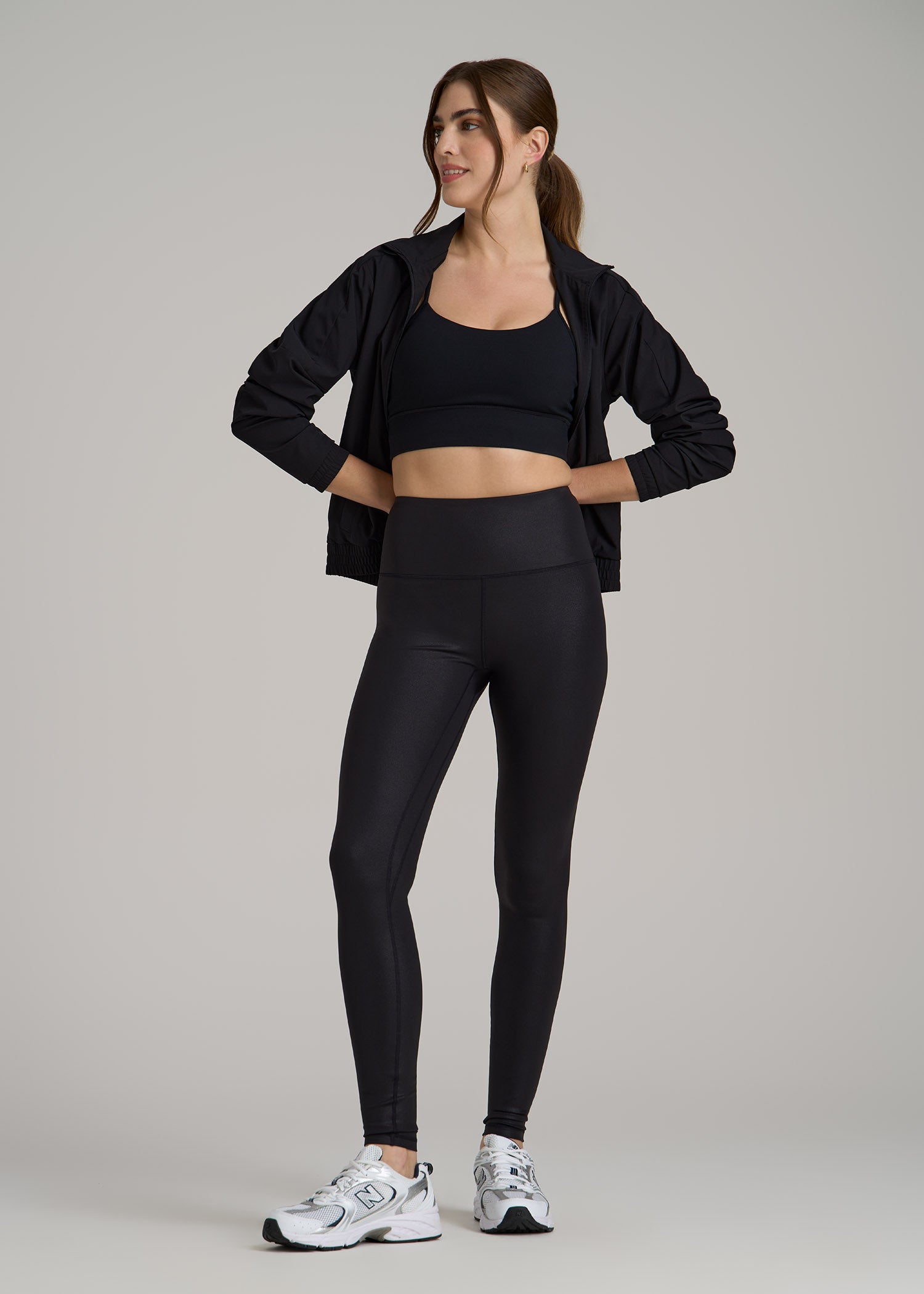 Balance High-Rise Leggings for Tall Women in Black Shine
