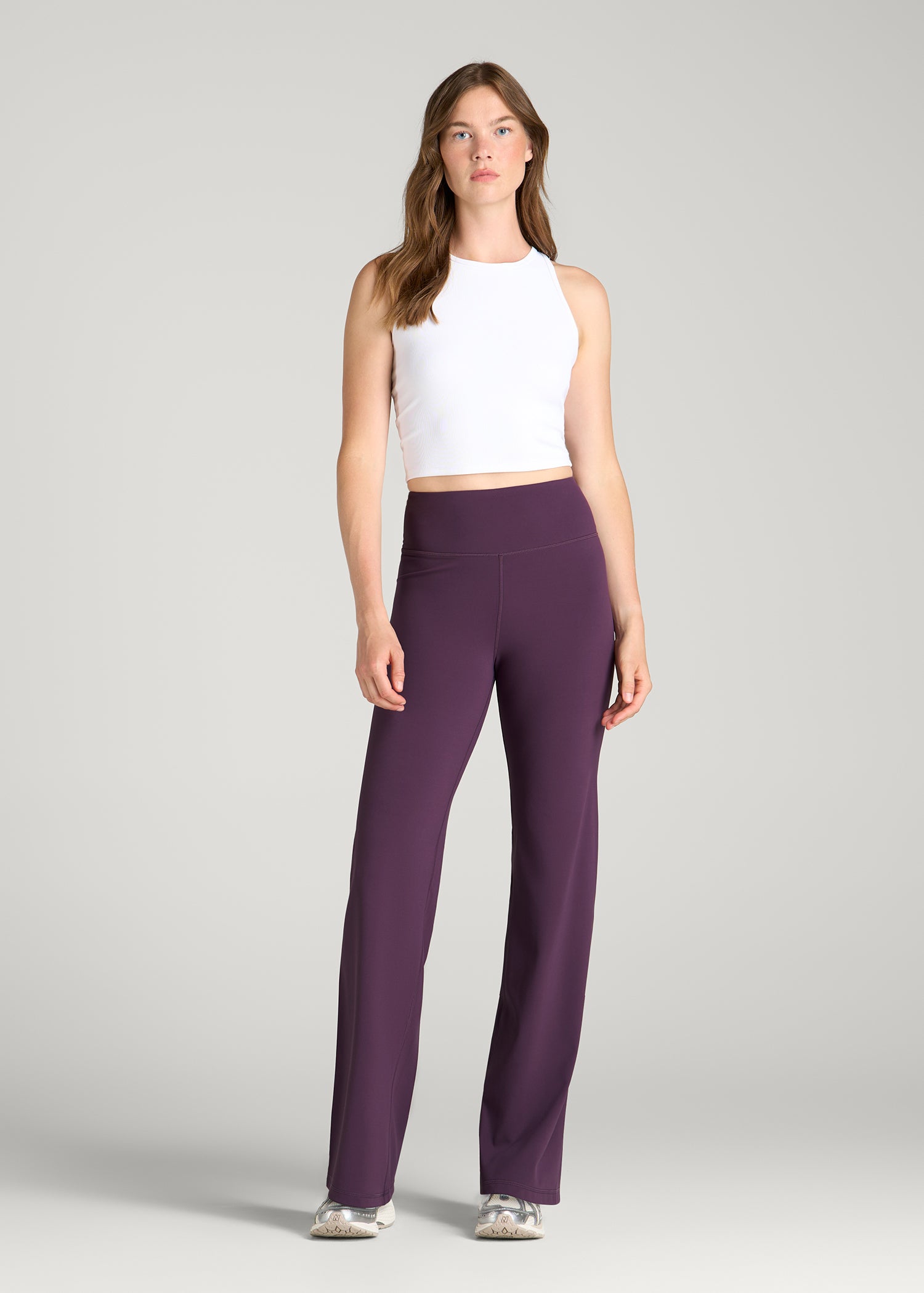 Balance Straight Leg Yoga Pants for Tall Women in Aubergine