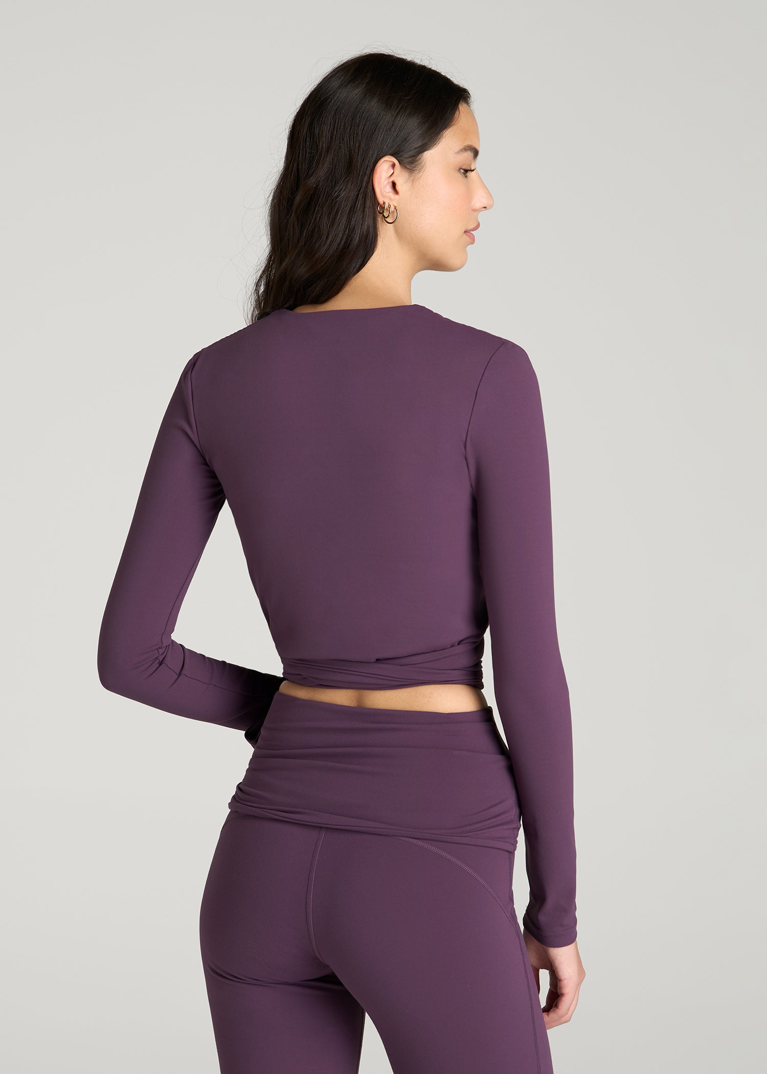 Balance Wrap Top for Tall Women in Aubergine