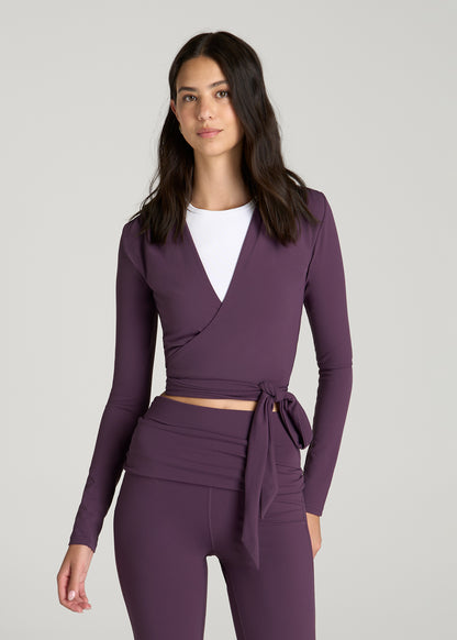 Balance Wrap Top for Tall Women in Aubergine