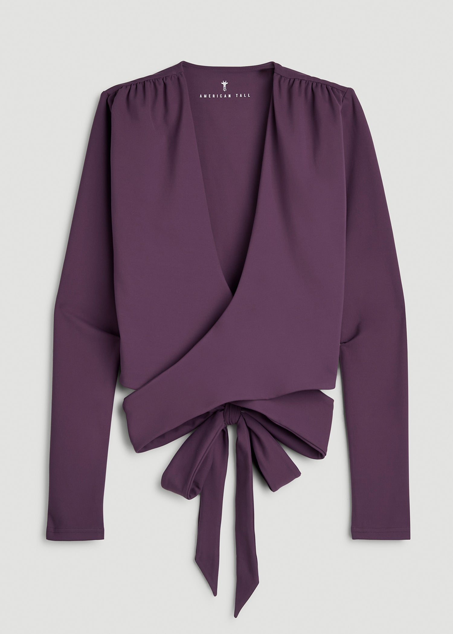 Balance Wrap Top for Tall Women in Aubergine