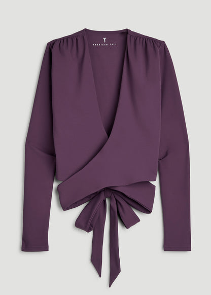 Balance Wrap Top for Tall Women in Aubergine