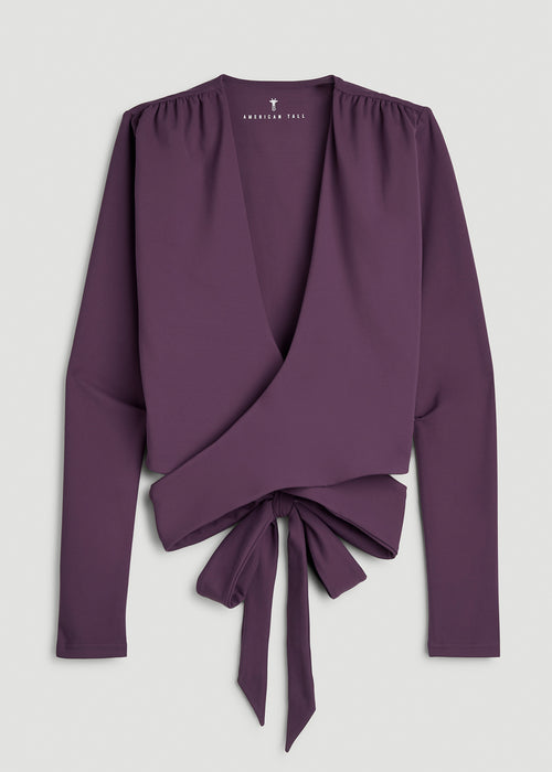 Balance Wrap Top for Tall Women in Aubergine
