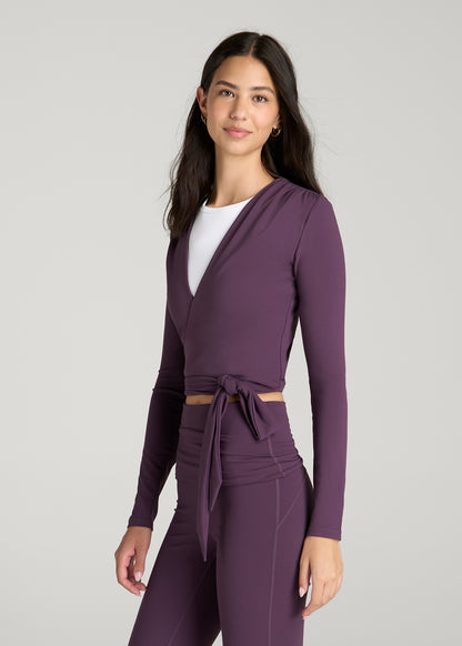 Balance Wrap Top for Tall Women in Aubergine