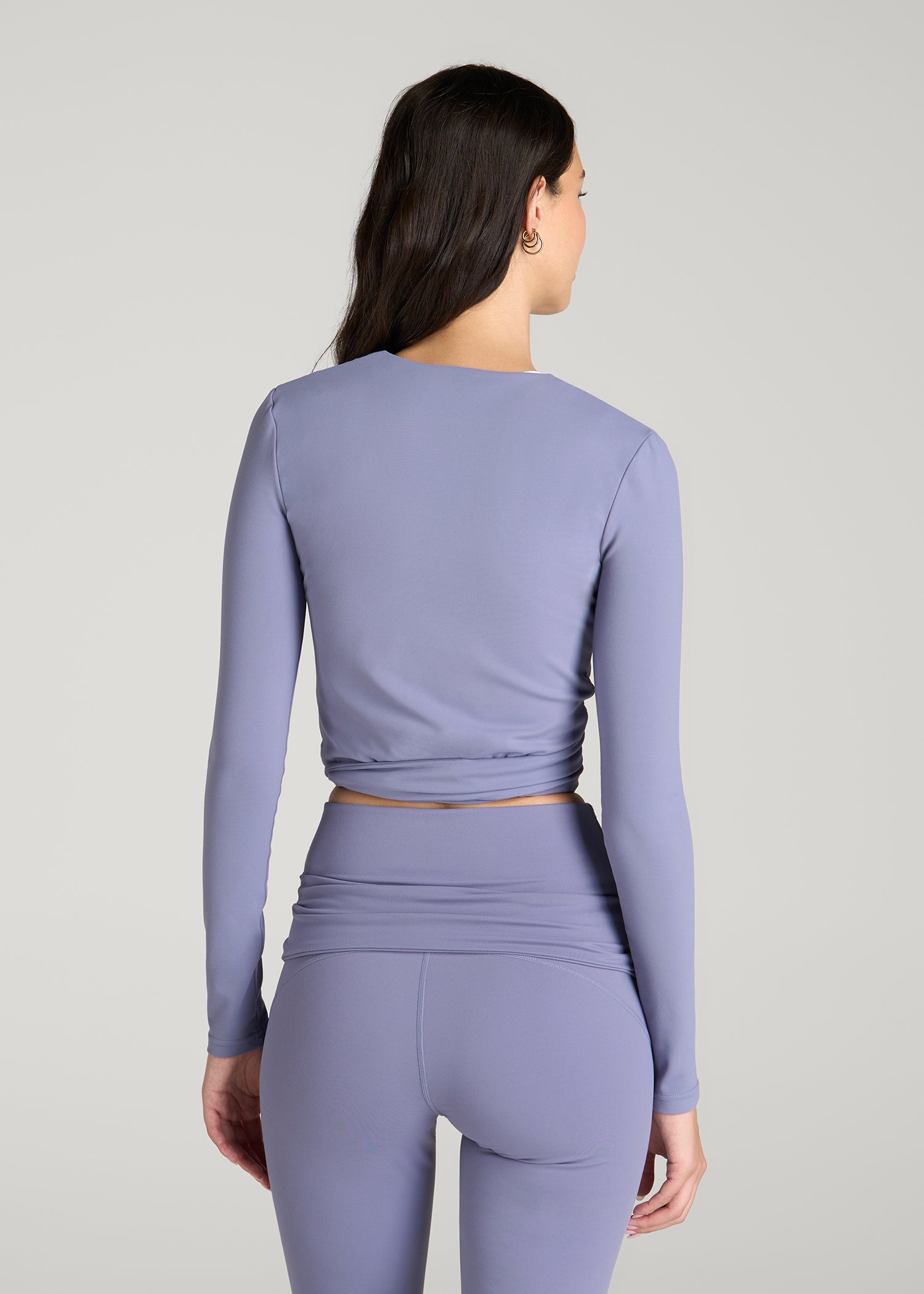Balance Wrap Top for Tall Women in Blue Granite