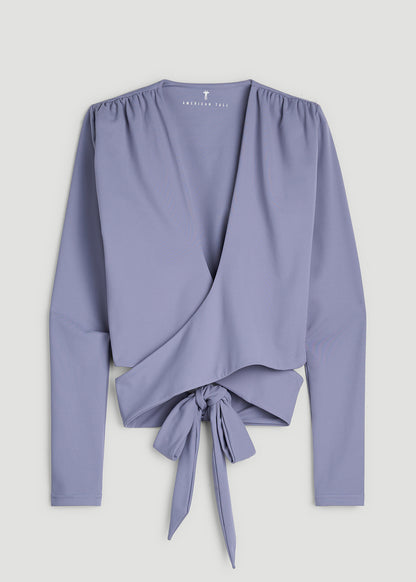 Balance Wrap Top for Tall Women in Blue Granite