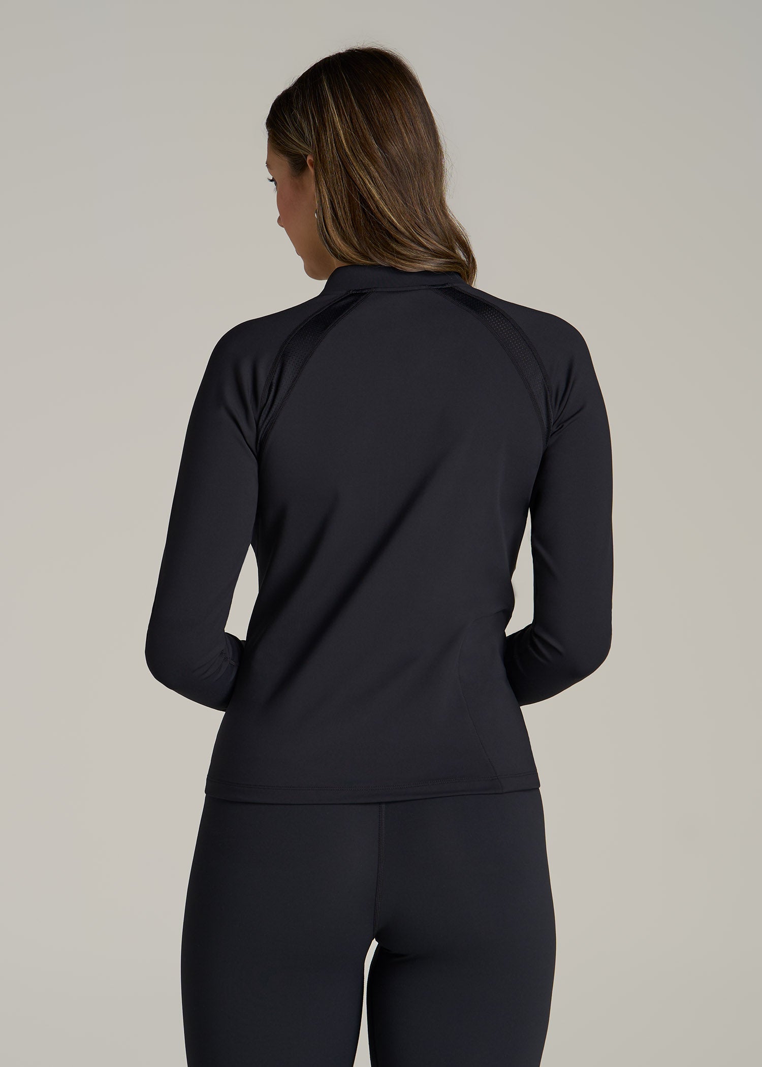 Balance Zip-Up Jacket with Stand-Up Collar for Tall Women in Black