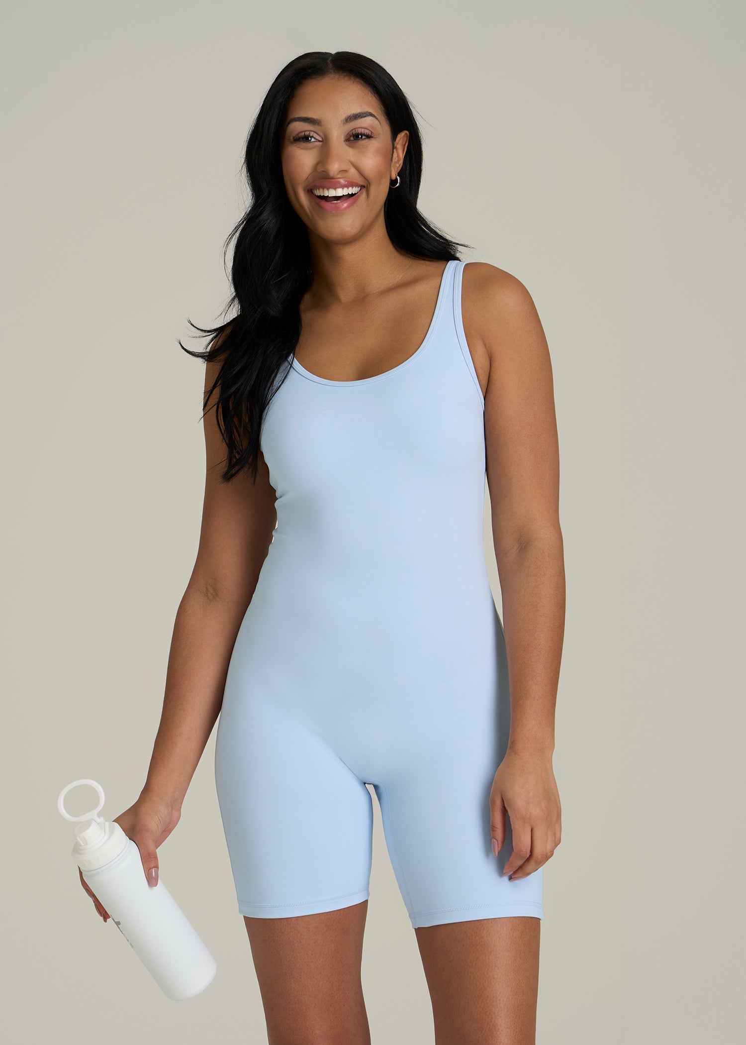 Balance Scoopneck Romper for Tall Women in Ice Blue