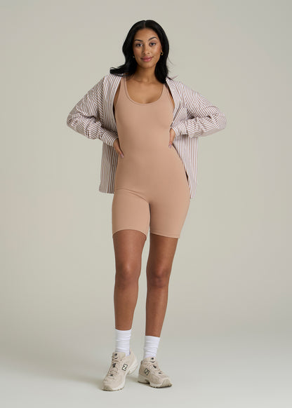 Balance Scoopneck Romper for Tall Women in Sun Tan