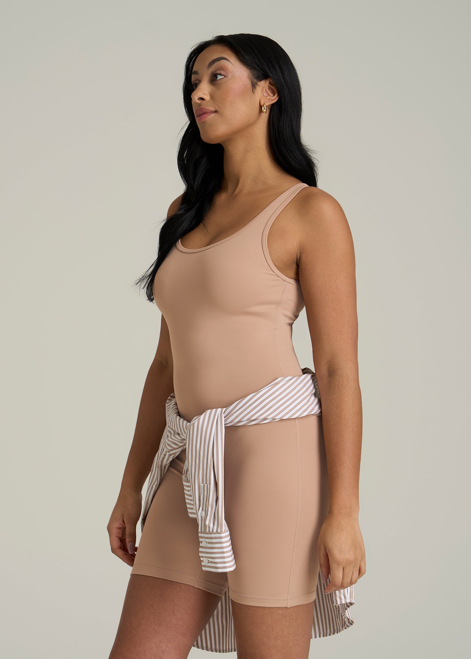 Balance Scoopneck Romper for Tall Women in Sun Tan