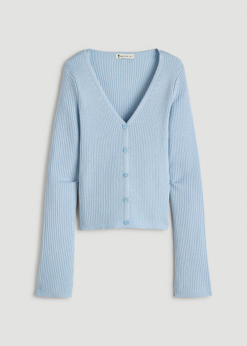 Boucle Knit Cardigan for Tall Women in Ice Blue