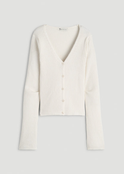 Boucle Knit Cardigan for Tall Women in Star White