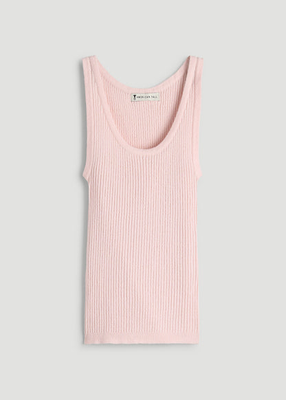 Boucle Knit Tank for Tall Women in Barely Pink